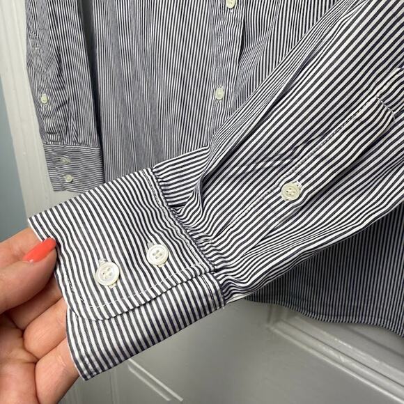 J Crew Shirt Womens 4 Tall "Boy" Striped Button Up Long Sleeve Collared Cotton - Picture 2 of 7